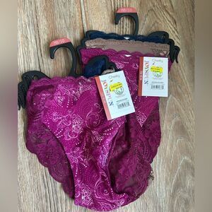 Joyspun Women's Microfiber and Lace Cheeky Panties, 3-Pack, Sizes M